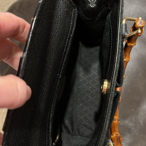 Gucci Diana Black Suede Leather Handbag Tote with Bamboo handles - Picture 13 of 17